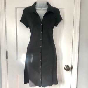 Super Soft Black Cotton Snap Front Dress